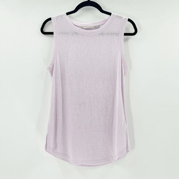 Athleta Tank Top Womens Size S Soft Lilac Semi Sheer Side Slit Layering Workout - Picture 2 of 5